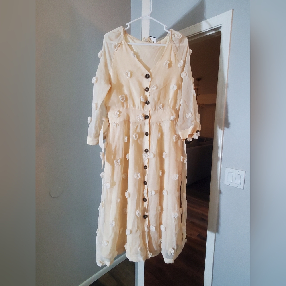 Listicle Melena Pom Pom belted dress, size large